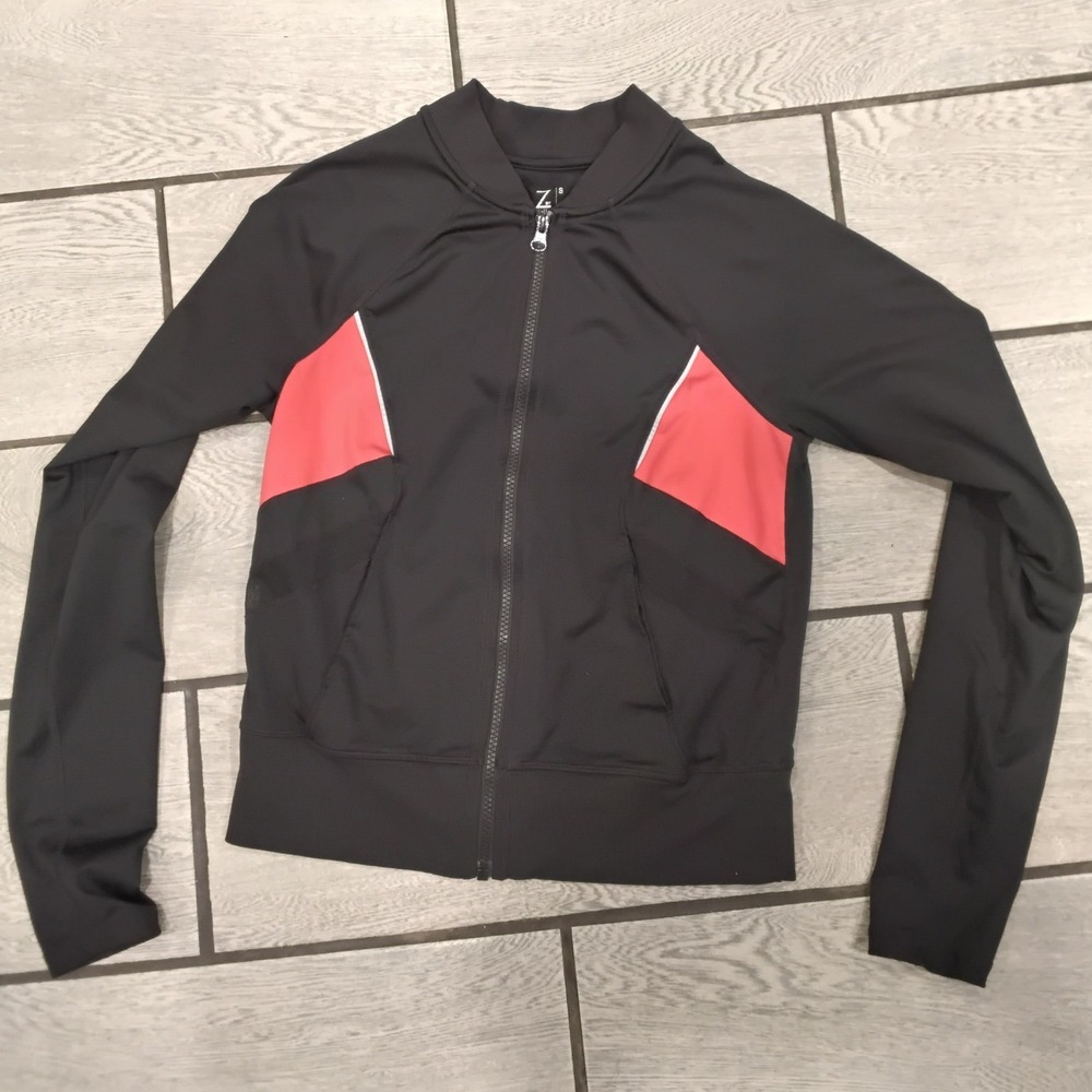 Z by Zella‎ Womens Black Coral Colorblock Full Zip Track Jacket Small